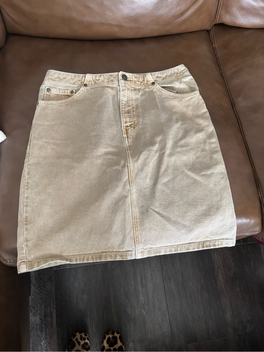 Tommy Hilfiger Beige Denim Mini Skirt - Size 6